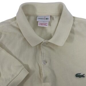 Lacoste Polo Shirt Mens Large Yellow Pique Cotton Croc Logo Short Sleeve